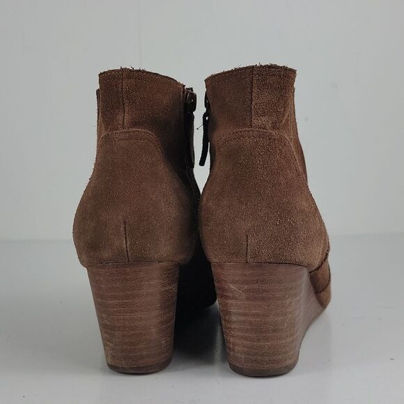 Violet & Red Wedge Brown Suede Leather Women's Ankle Boots - Picture 7 of 16